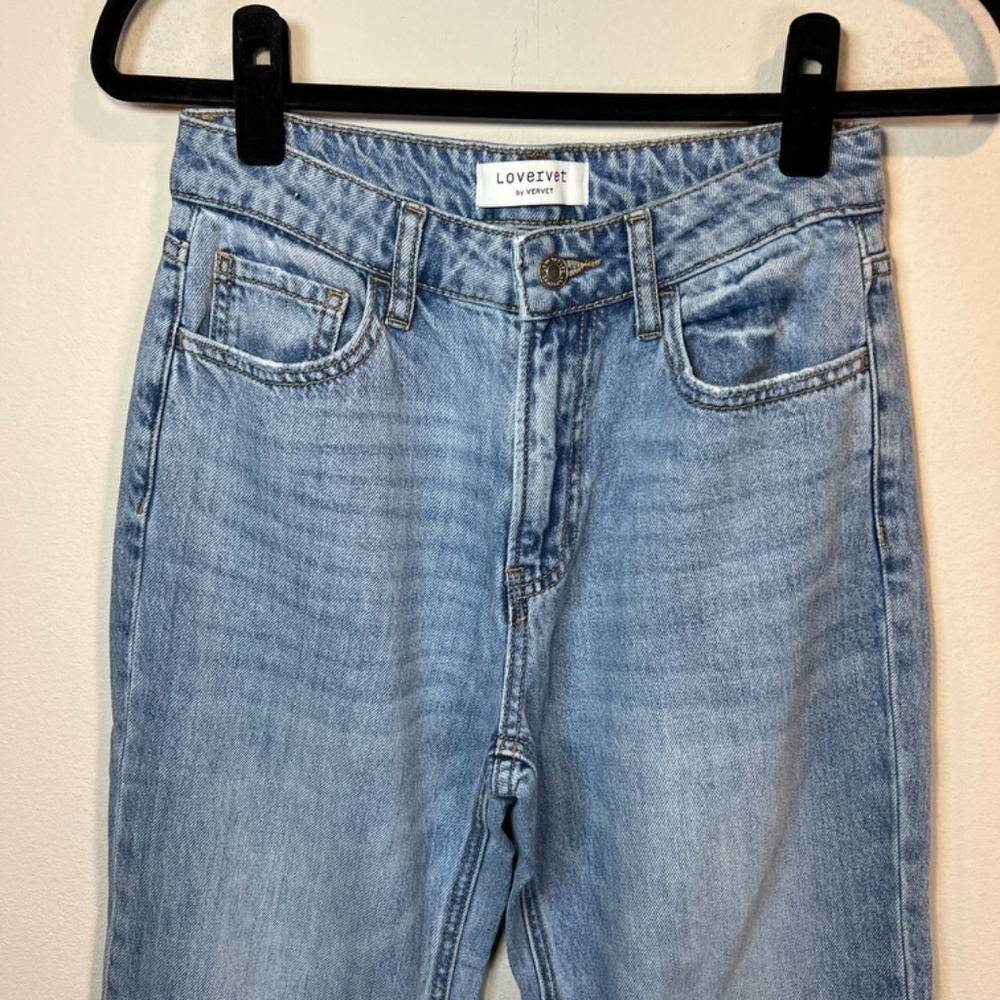 Lovervet by Vervet High Rise Crop Dad Jeans Light Wash Denim Causal Modern 25x26 - Picture 3 of 13
